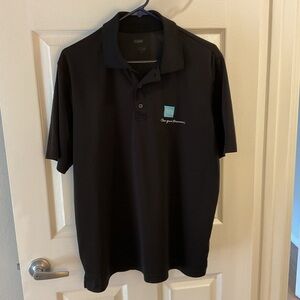 Charles Schwab embroidered Black Polo Shirt golf athletic dri fit large